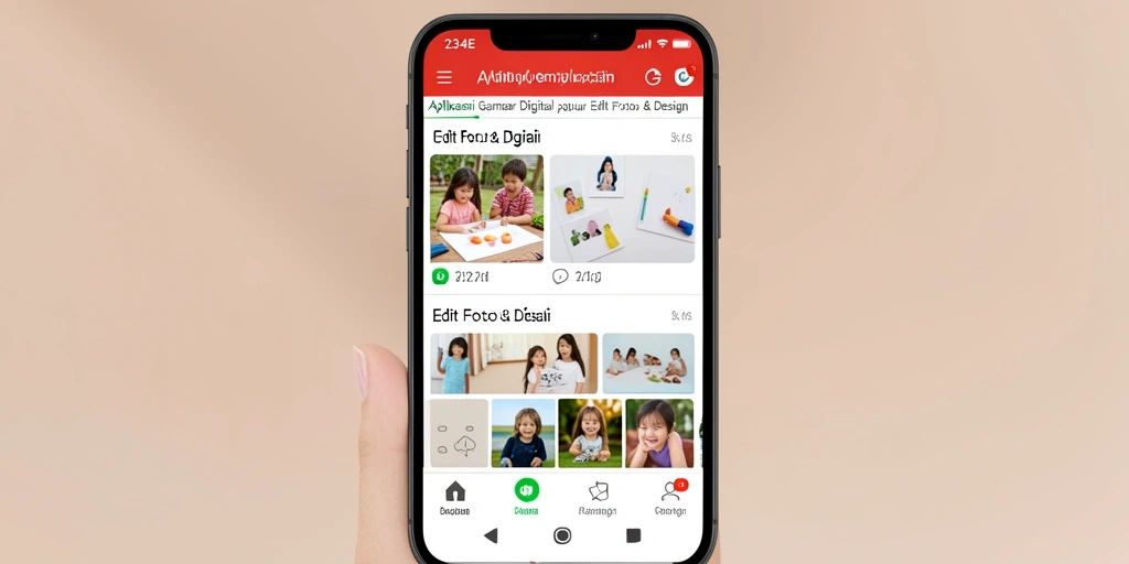 Tampilan antarmuka utama aplikasi Gambar Digital 234E yang penuh warna dan intuitif.