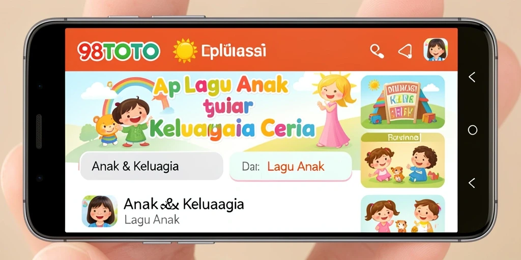 Tampilan antarmuka aplikasi 98TOTO dengan lagu anak yang menarik.