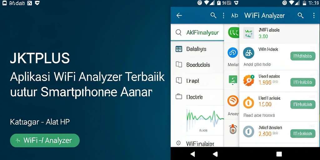 Antarmuka aplikasi JKTPLUS memperlihatkan analisis WiFi yang mendetail.