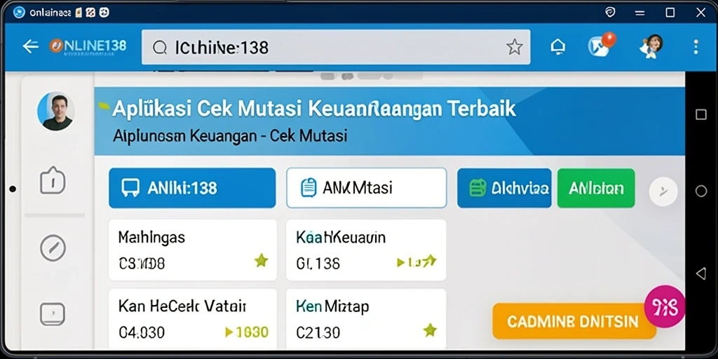 Antarmuka utama aplikasi ONLINE138 untuk cek mutasi keuangan.