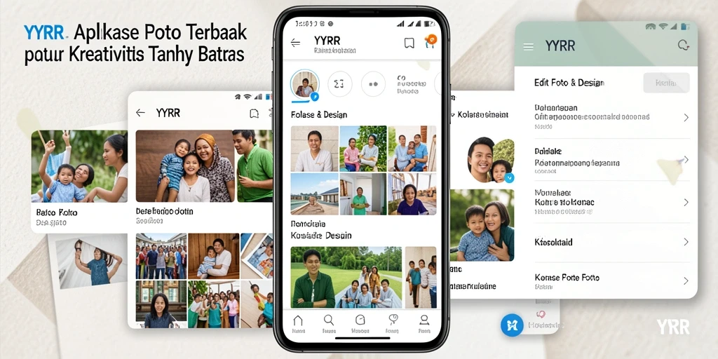 Tampilan antarmuka pengguna YYRR untuk kolase foto yang menarik.
