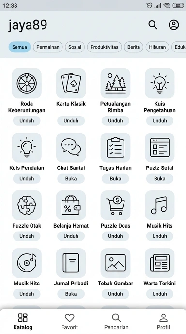 Tampilan katalog aplikasi jaya89