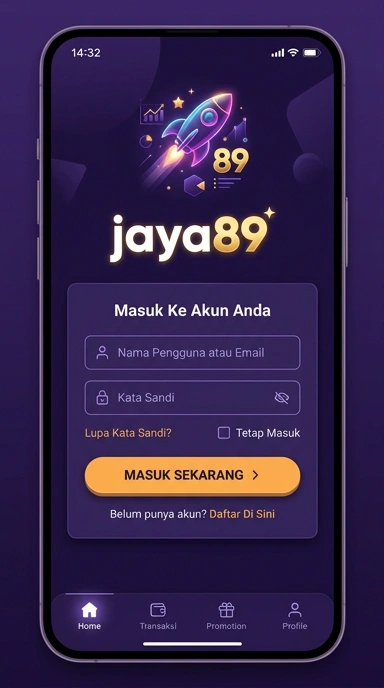 Tampilan halaman login jaya89