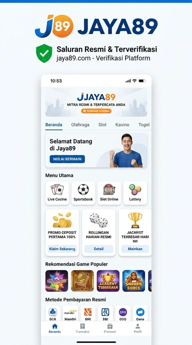 Tampilan kanal resmi jaya89